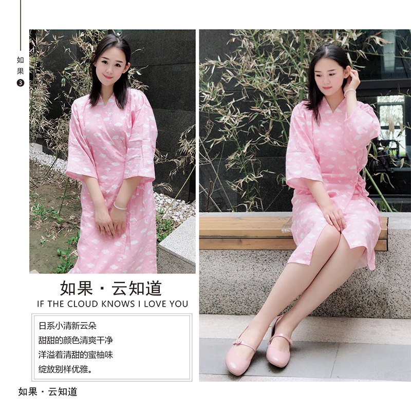 Áo choàng gạc cotton Nhật Bản váy ngủ nữ mùa hè và mùa thu rất phẳng đôi kimono nam và áo choàng tắm gió áo choàng tắm dịch vụ nhà đầm trắng dự tiệc