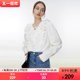 Fanluo 2024 spring new style French ruffled lace-up white shirt women's v-neck design top shirt