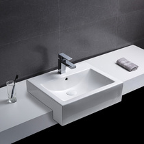 Household semi-embedded square table Upper Basin semi-hanging basin wash basin toilet ceramic washbasin combination