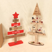 Creative wooden Christmas decorations Christmas tree building blocks Christmas tree desktop ornaments DIY rotatable Christmas tree