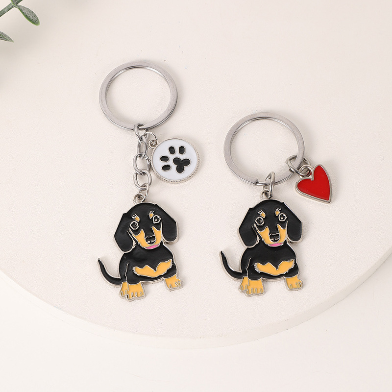 Dachshund Dog Keychain Pet Dog Pendant Key Ring Accessory