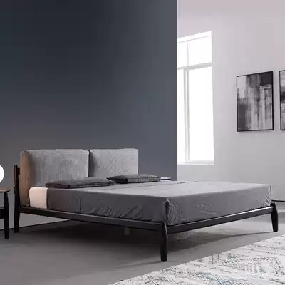 Nordic full solid wood bed ash wedding bed modern simple 1 8 meters double bed 1 5 meters down soft bag wooden bed