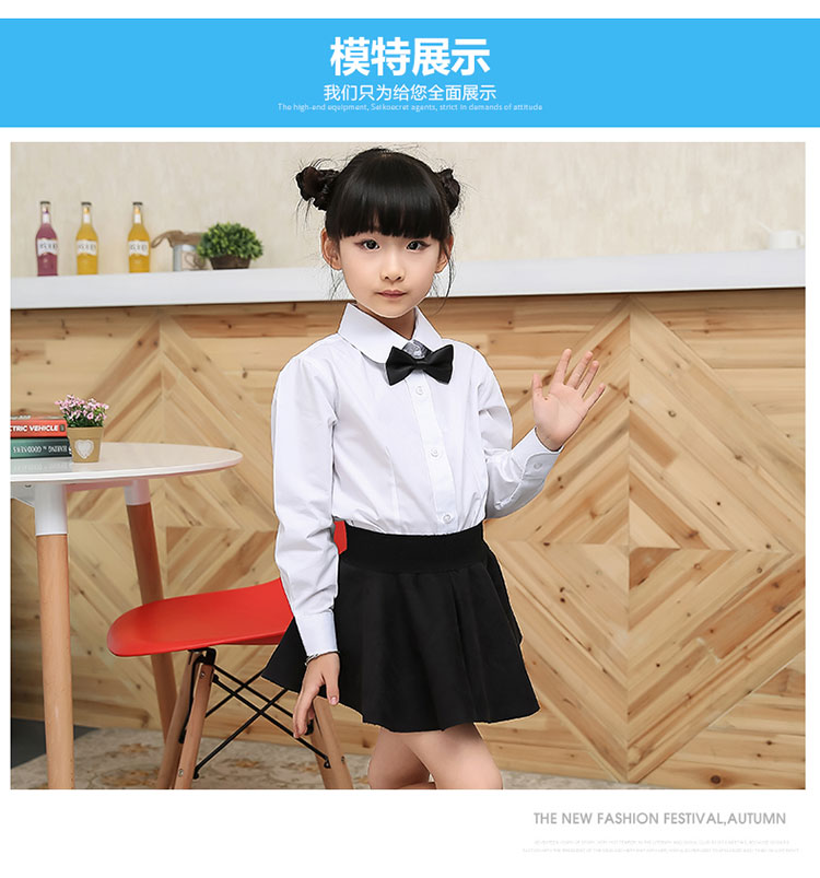 Trẻ em nữ mới áo sơ mi trắng dài tay cotton trắng áo sơ mi nữ trường tiểu học phục vụ biểu diễn cửa hàng quần áo trẻ em