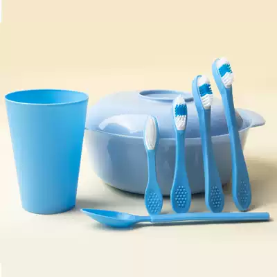 Mental hospital prison health department supplies safety food spoon detention center finger cover soft handle toothbrush flexible and flexible