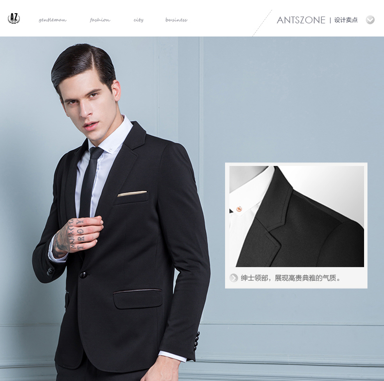 Antszone Ant Phù Hợp Với Nam Giới Set Slim Fit của Nam Giới Phù Hợp Với Ăn Mặc của Nam Giới Thường Hàn Quốc Chú Rể Phù Hợp Với Bộ