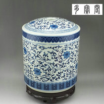 Jingdezhen ceramic ornaments blue and white porcelain large tea jar Puer seven-child cake tea box Tea storage tank tea cake jar