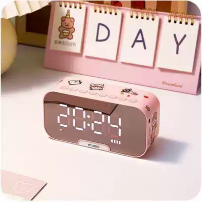 Wireless Bluetooth speaker subwoofer luminous alarm clock Student simple ins3D surround sound cute net red girl