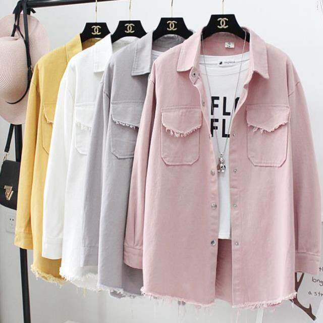 Spring new jean shirt coat female Han Ed loose shawl outside the ocean air long large-yard coat