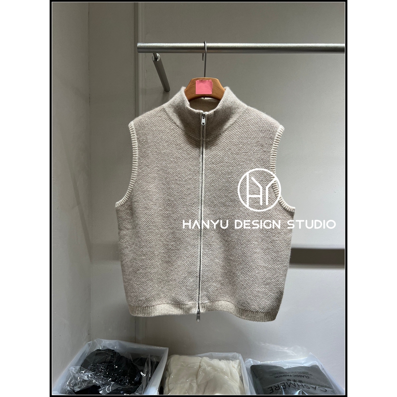 【Han Yu Design】|26 New Autumn Styles|Old Money Style Double Zipper 100% Cashmere Knitted Vest for Women 【Han Yu Design】|26 New Autumn Styles|Old Money Style Double Zipper 100% Cashmere Knitted Vest for Women