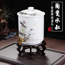 Ceramic water purification tank living room cold kettle with faucet water storage tank water dispenser household tea bucket