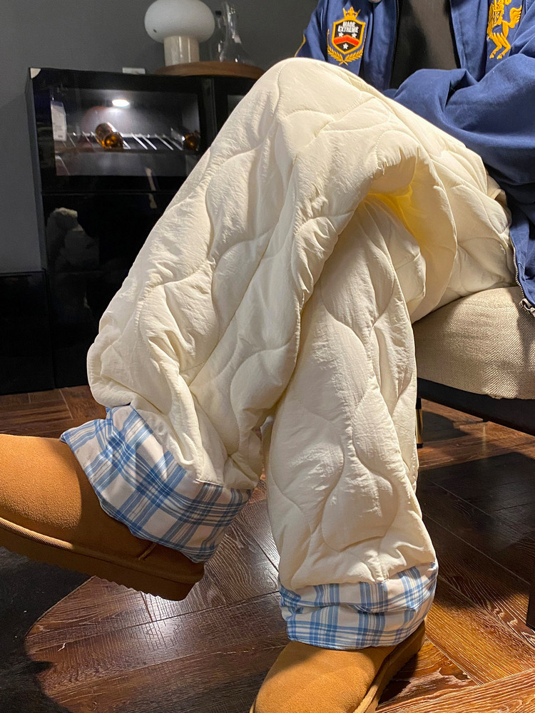 Tangshi Group Desso Warm Padded Casual Pants for Women, New Winter Style, Outdoor Cold-Proof, Fleece-Lined, Thickened Long Pants, Trendy