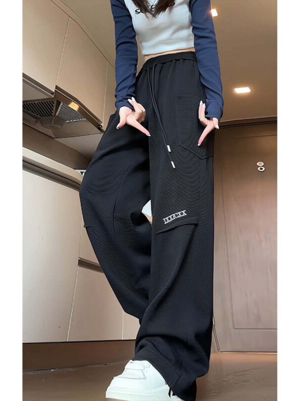 Tangshi Group Desso Women's Cargo Pants Spring and Autumn Sports Sweatpants Loose Straight-Leg Multi-Pocket Casual Pants Plus Size