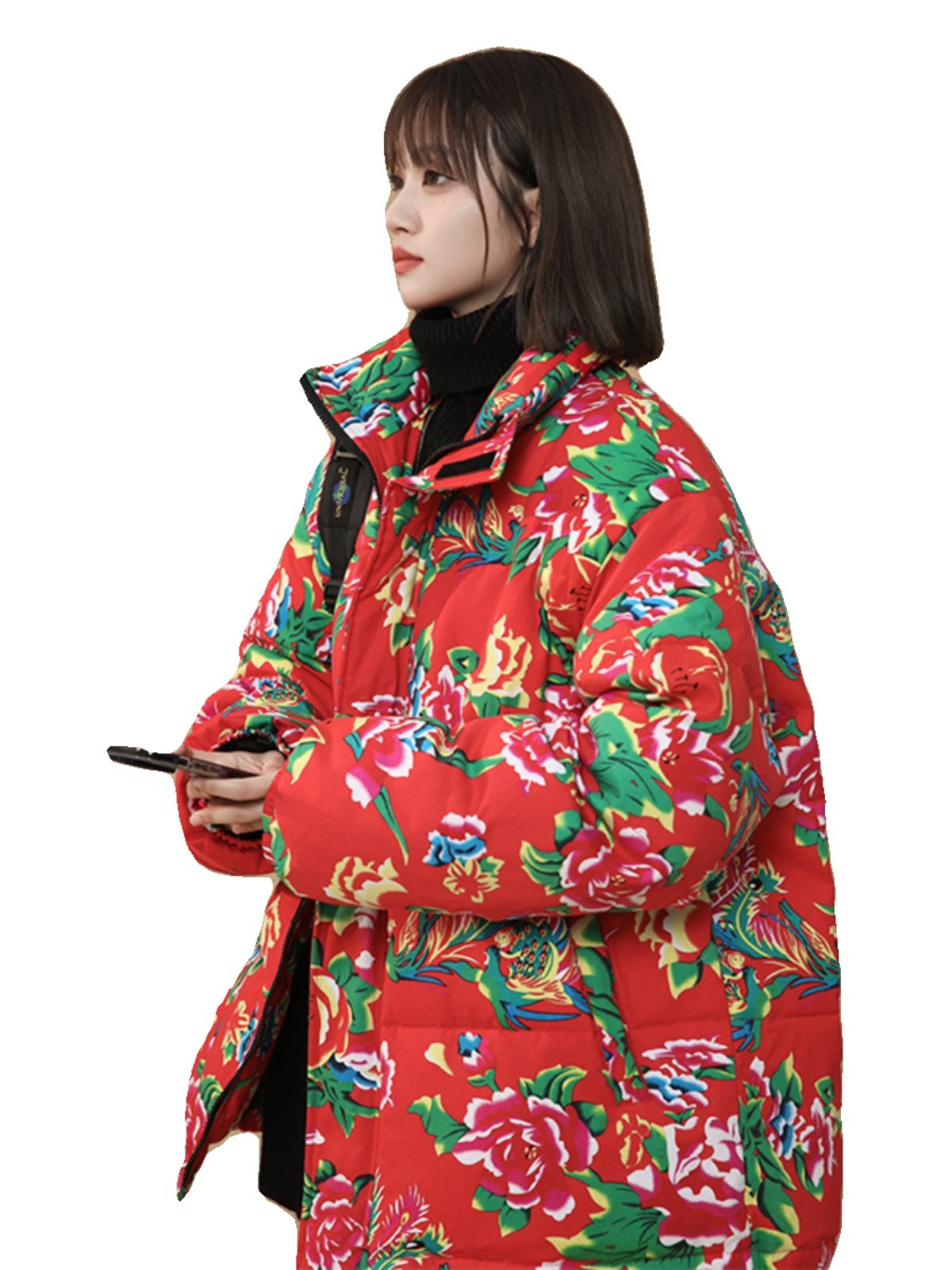 Tangshi Group Desso Northeast Floral Jacket Cold-Resistant Warm White Duck down Puffer Jacket Unisex Coat for Women