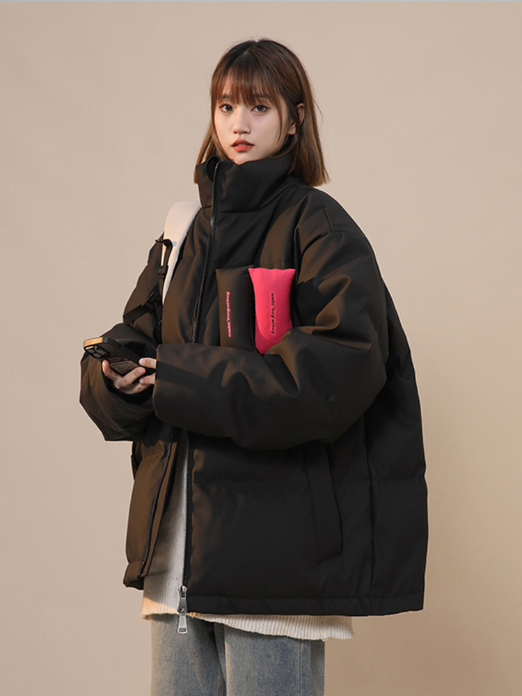 Tangshi Group Desso Velcro down Jacket for Women, Winter Thickened Pu Leather Coat, Puffer Jacket, 90% down