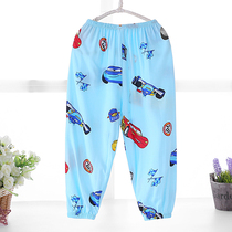 Childrens anti-mosquito pants thin summer baby cotton silk bloomers boys loose home pants childrens clothing new long pants