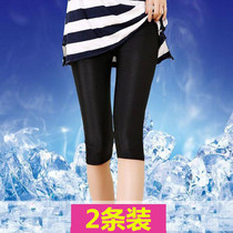 High-waisted leggings seven-point womens spring and summer thin glossy pants size 7-point mid-pants skinny pants