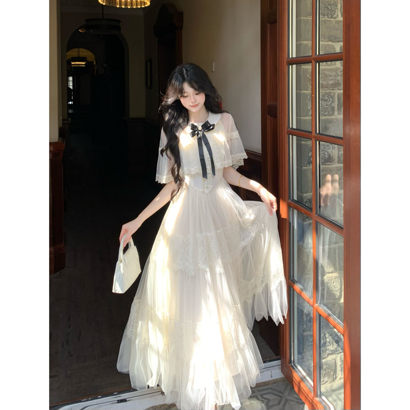 Blovelan Pure Dream Clear Polka Dot Mesh Shawl White Moonlight Atmosphere Dress Gown