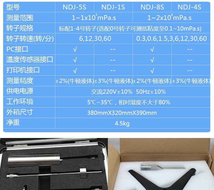 Вискозиметр 旋转粘度计 ndj-1s 包邮上海衡平 数显测试仪 4sndj-5s 8s转子1-4