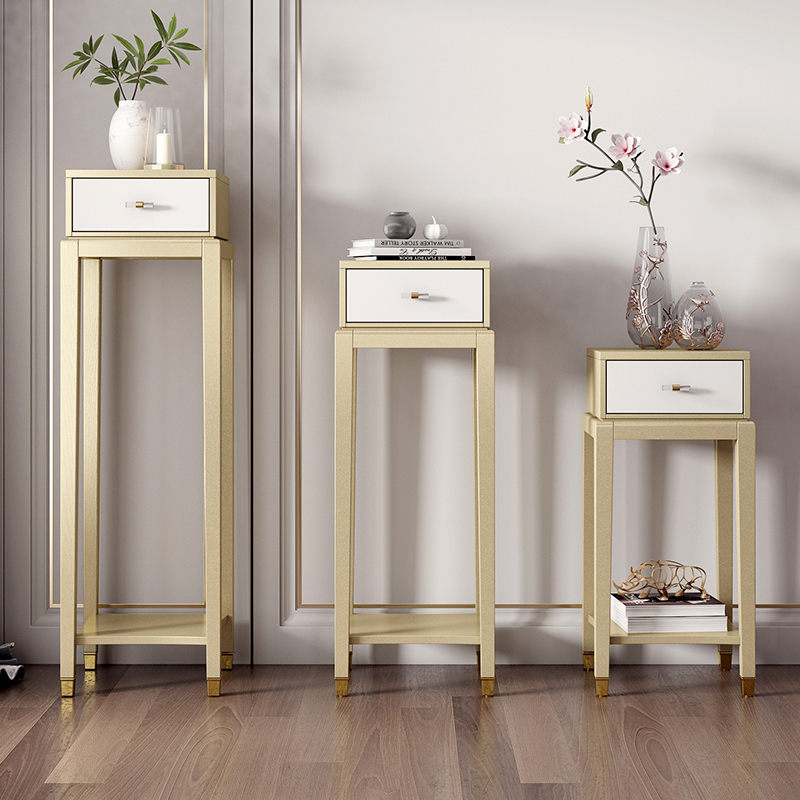 Champagne Gold Light Luxury Flower Rack Solid Wood Ladder Rack Living Room Floor-standing Flower Table Indoor Flower Pot Rack