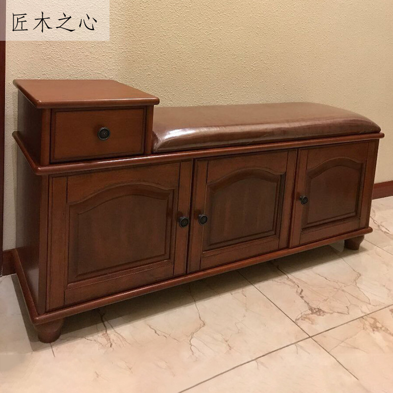 American style shoe changing stool shoe cabinet Home door can sit on the shoe stool soft bag cushion into the door containing sofa shoe cabinet on the bench