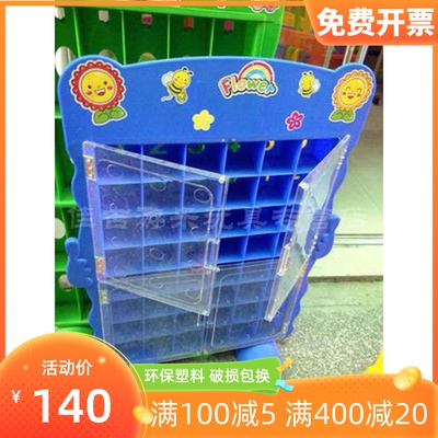 Factory direct sales kindergarten wall-mounted children's storage rack storage cabinet plastic mouth cup holder with door shelf