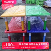 Factory direct sales kindergarten thickened rectangular tables and chairs childrens plastic table study table six-person liftable painting table