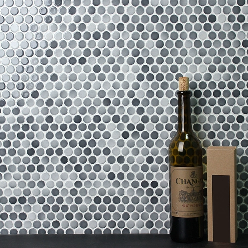 Европейская простая круглая мозаика черно -белая серая керамика стена тибетская тибетская плитка