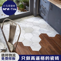 Nordic hexagonal brick Jazz white porcelain brick Bathroom imitation marble wall brick Kitchen hexagonal anti-slip floor tile