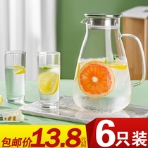 Green Apple Home Large Capacity Heat Resistant Glass High Temperature Explosion Protection Water Bottle Cool White Open Water Cup Teapot Suit Cold Kettle