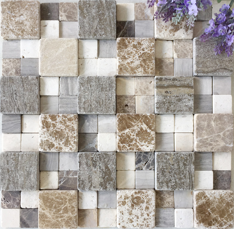 Marble Mosaic Background Wall Stone Light Brown Wood Wood Grain Gold Bisoft Tiles Makeup Room Balcony Wall Sticker Cultural Stones