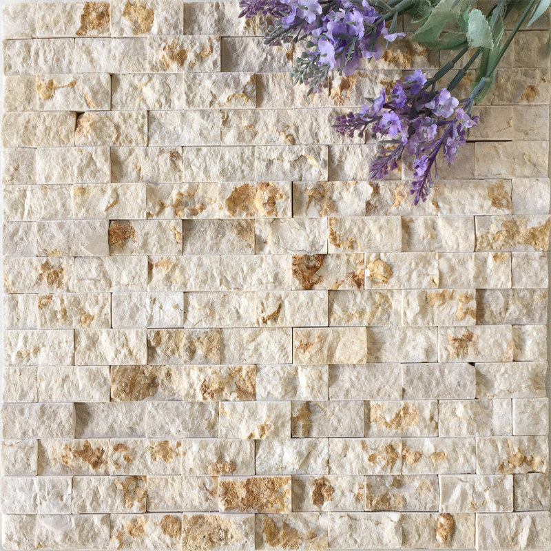 3d mosaic tile natural stone golden section beige marble logo balcony living room wall sticker porch