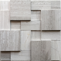 Grey Stone Mosaic Wall Patch Natural Marble Grey Wood Grain 3d Cultural Stone TV Background Wall Living Room Balcony