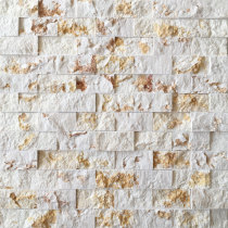 Beige stone mosaic wall stickers natural marble golden section cultural stone balcony background wall living room