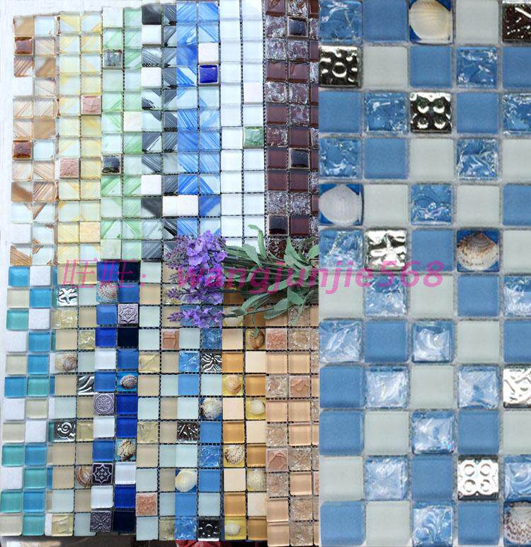 Crystal Ice Cracked Glass Mosaic Tile Resin Shell Pool Background Wall Fish Pool Bathroom Makeup Room Wall Sticker