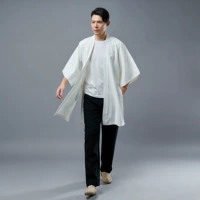 Tay áo mới Hanfu nam áo khoác mỏng phong cách Trung Quốc trang phục mở tay với áo khoác vai trang phục dịch vụ trà ảnh quần sooc