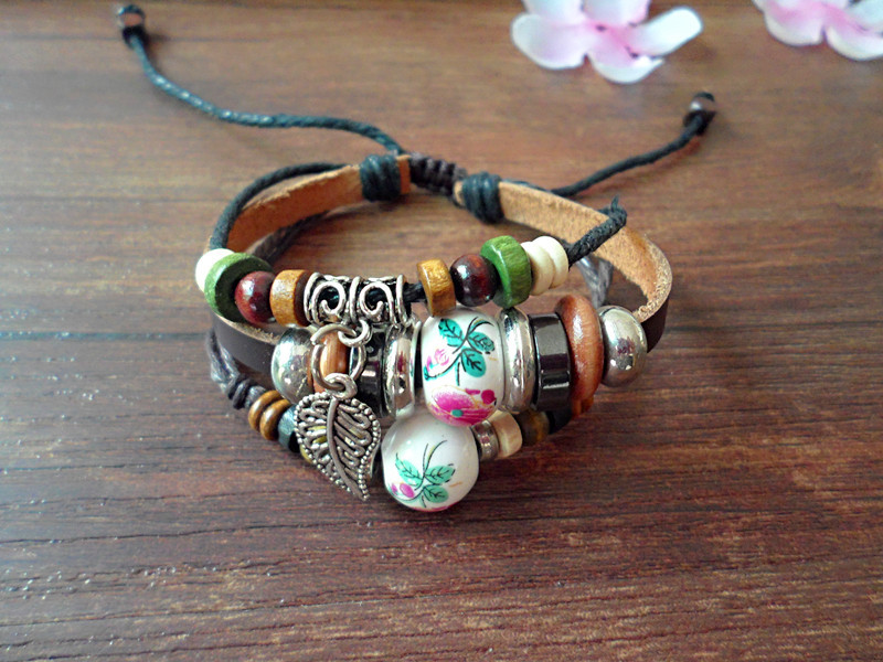 Vân Nam Tây Tạng trang sức gió dân tộc vòng tay retro pha lê hạt vòng tay dệt trang sức hoang dã nam nữ quà tặng nhỏ vòng tay gỗ sưa