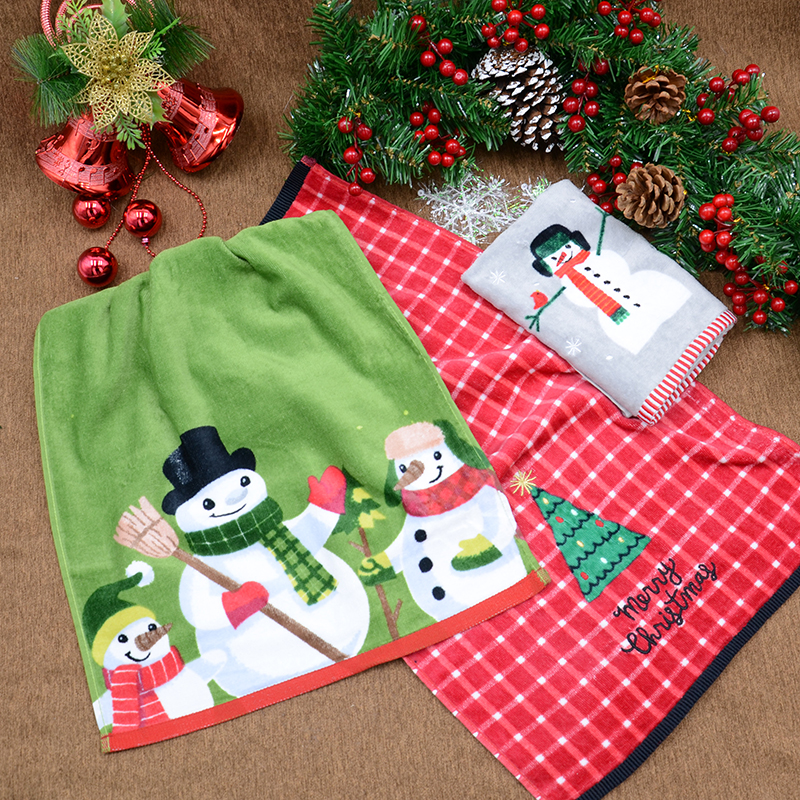 Christmas snowman cotton towel soft absorption adult face shawl couple add festive gifts