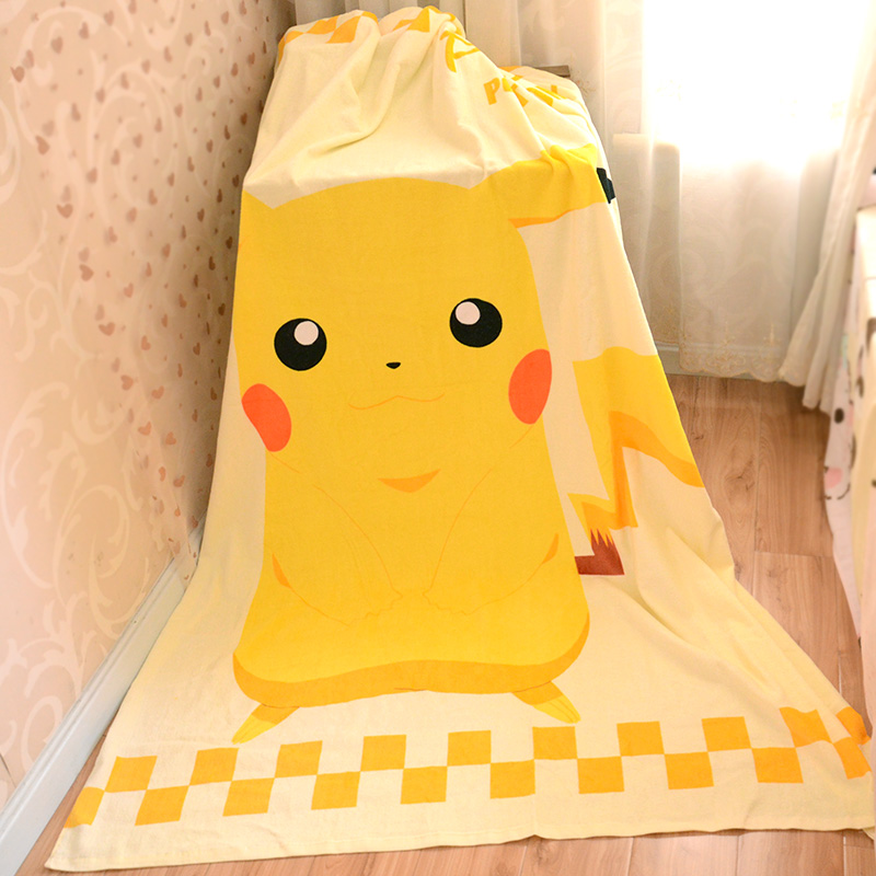 Slightly flawed Pikachu single men's and women's towel quilted cotton absorbent soft cute cartoon 190*140 blanket