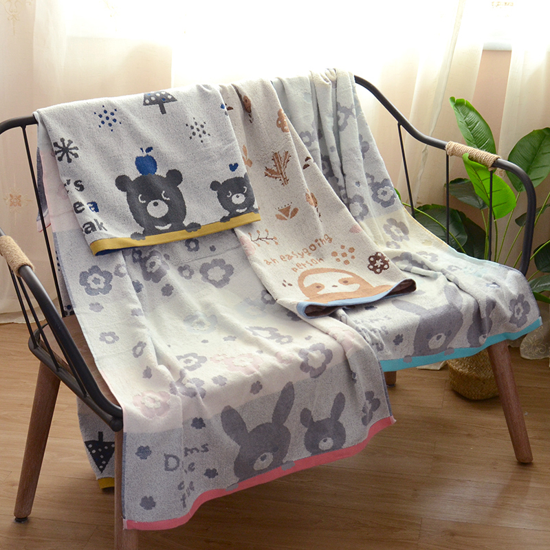 Japanese Pure Cotton Soft Rabbit Cat Hedgehog All-Cotton Bath Towel 120*60cm Absorbent Cartoon Cute Large Towel Japanese Pure Cotton Soft Rabbit Cat Hedgehog All-Cotton Bath Towel 120*60cm Absorbent Cartoon Cute Large Towel