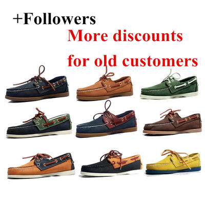 Men Boat Shoes: Vintage board shoes, lace-up boat shoes, bean shoes, driving leather loafers, handmade men's and women's shoes