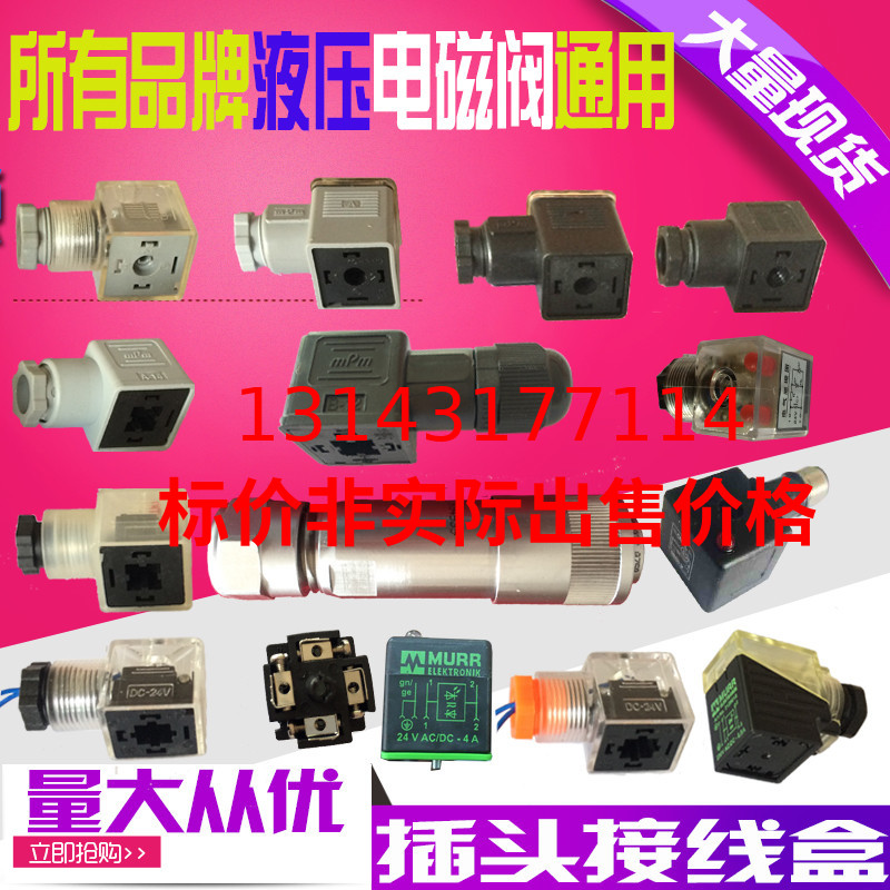 Waterproof hydraulic solenoid valve plug 24V with light electromagnet coil with indicator light transparent plug AC110220V