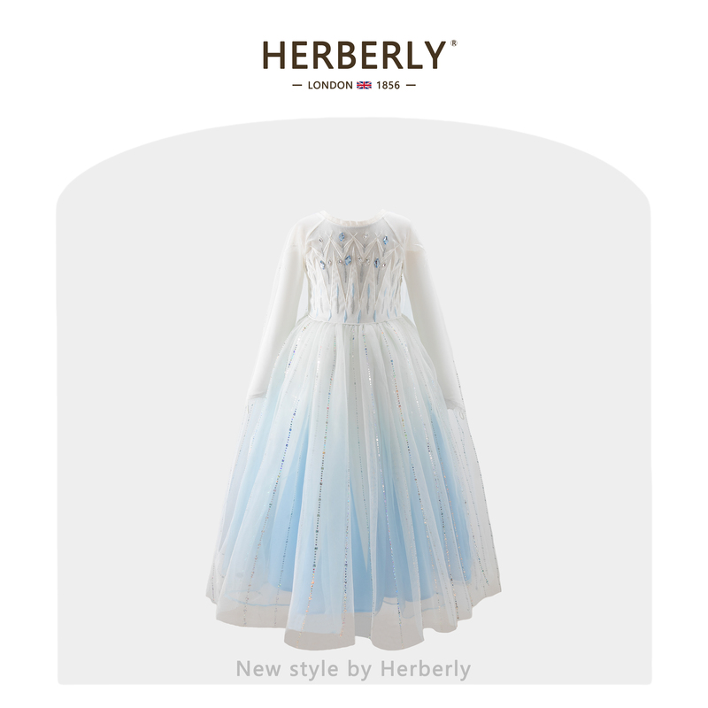 Herberry Girls' Elsa Fairy Dress High-End Sequin Embroidered Birthday Dress Princess Dress