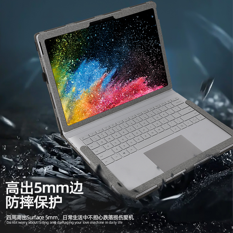 Business Protective Case Suitable for Microsoft Surface Book1/2/3 Laptops, Full Leather Case with Built-In Stand 13.5inch 15inch