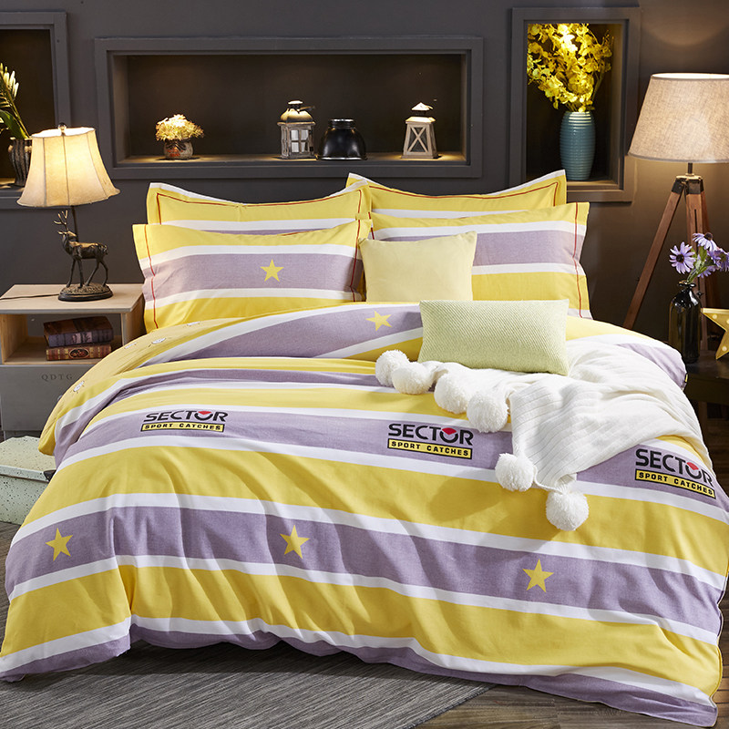 Winter brushed four-piece set of cotton thickened Nordic style children's bedding three-piece set of bed sheets 1 5 1 8m