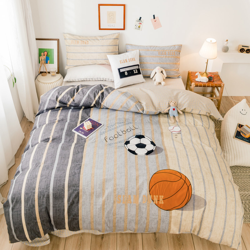 Cartoon Football Sport Boy children's four sets of pure cotton all-cotton boys bed goods-like inter-board bed goods 1 5m