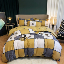 Nordic Wind 50 Tribute Satin Full Cotton Cartoon Small Bear Four Pieces Of Pure Cotton Net Red Male Girl Bed Goods 1 5m Bed