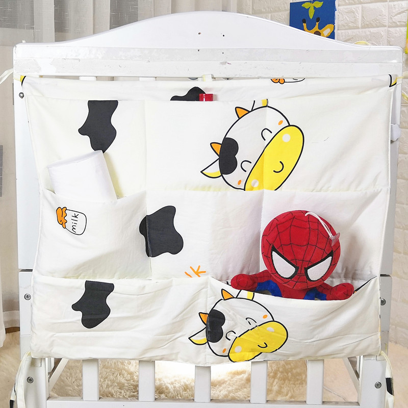 Cotton crib hanging bag multi-layer baby bedside storage bag diaper bag storage bag large cotton machine wash