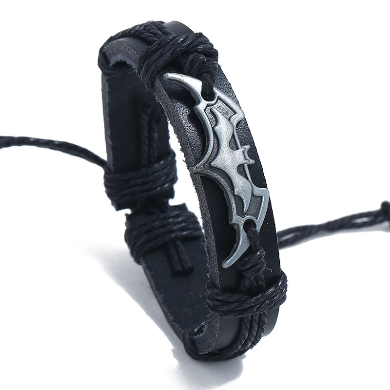 European and American Cross-Border Best-Selling New Batman Woven Alloy Bracelet Anime Peripheral Accessories Leather Bracelet Gift for Boyfriend