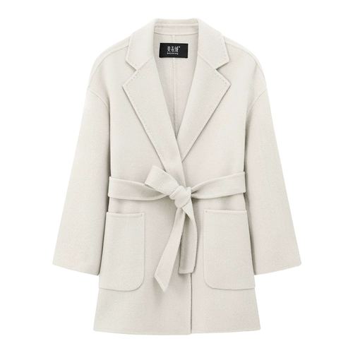 Двусторонное кашемировое длинное бежевое шерстяное демисезонное шерстяное пальто, куртка, средней длины, свободный крой, подходит для подростков, изысканный стиль