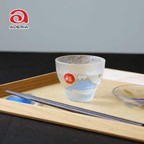 Japanese imported ADERIA Japanese retro style flat-bottomed Mount Fuji mascot glass glass wine glass gift gift